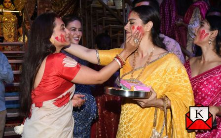 Bollywood Celebrities Attend Sindur Khela at North Bombay Sarbojanin Durga Puja