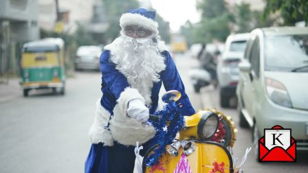 Kutchina Introduced Blue Santa Clause to Salute Unsung Heroes of Kolkata