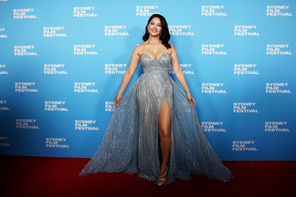 Sunny Leone Amps Up Style Quotient In A Blue Dress