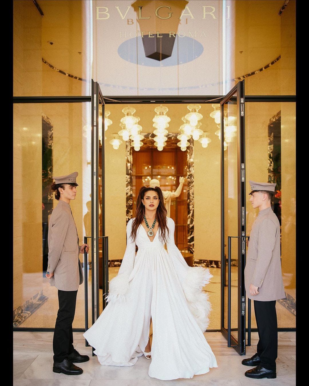 Priyanka Chopra Jonas Looks Beautiful In White Feathered Gown