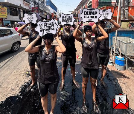 PETA Supporters Poured Black Sludge On Themselves In Kolkata
