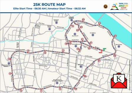 Route Map Of Tata Steel World 25K Kolkata 2024 Out Now