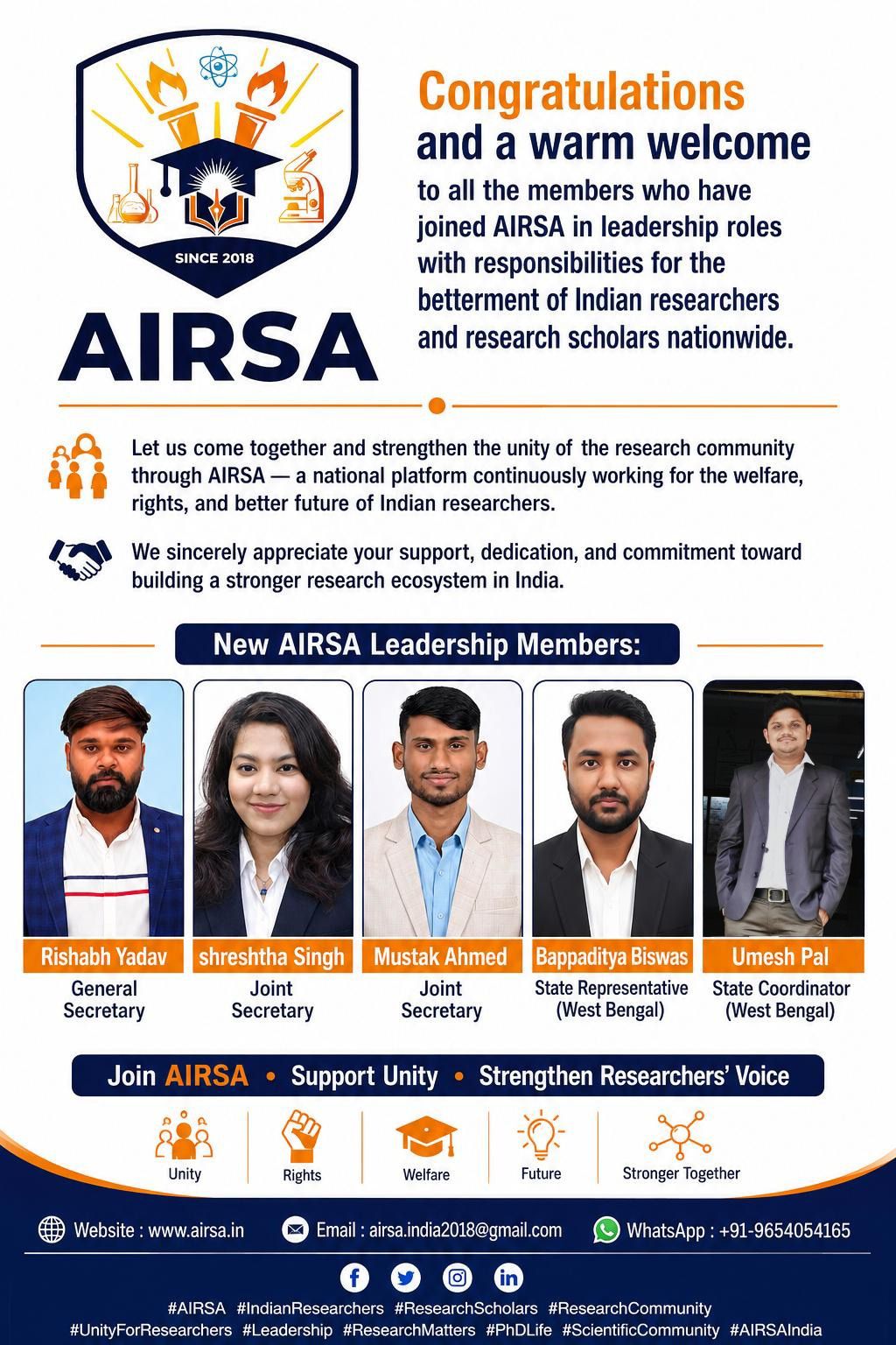 Announcement Of New Leadership Of AIRSA